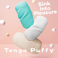 Rozkoszna miękkość - luksusowy, mięciutki masturbator Tenga Puffy z efektem ssania, miętowy