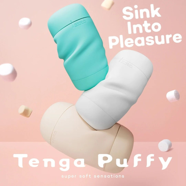 Rozkoszna miękkość - luksusowy, mięciutki masturbator Tenga Puffy z efektem ssania, miętowy