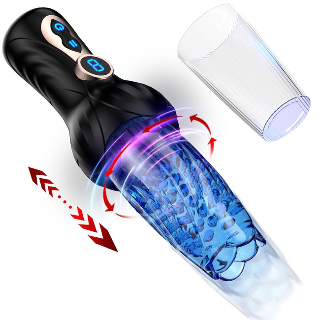 Elektroniczny automatyczny masturbator wirujący i posuwisty 9 trybów