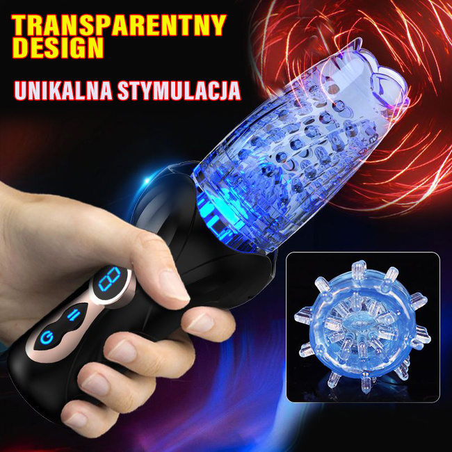 Elektroniczny automatyczny masturbator wirujący i posuwisty 9 trybów